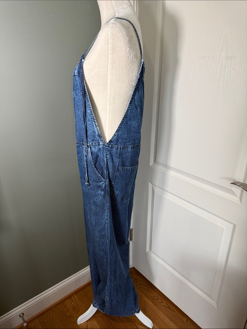 Angie Acid Wash Denim Flare Leg Overalls Jumpsuit NWT M - Picture 7 of 13